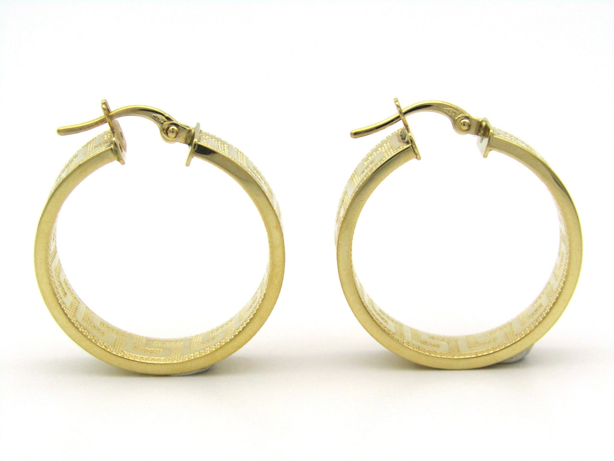 18K gold Versace style Greek Key pattern earrings.