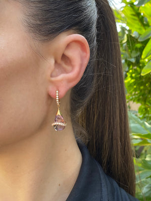 18K gold amethyst and diamond earrings by ZYDO.