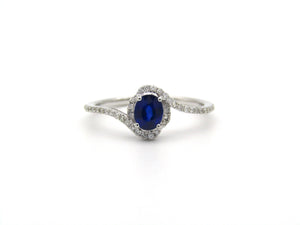 18K gold sapphire and diamond ring.