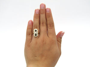 14K gold Art Deco sapphire and diamond ring.