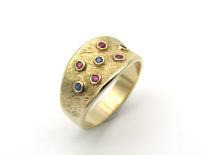 14K gold ruby and sapphire ring.
