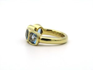 18K gold blue topaz ring.