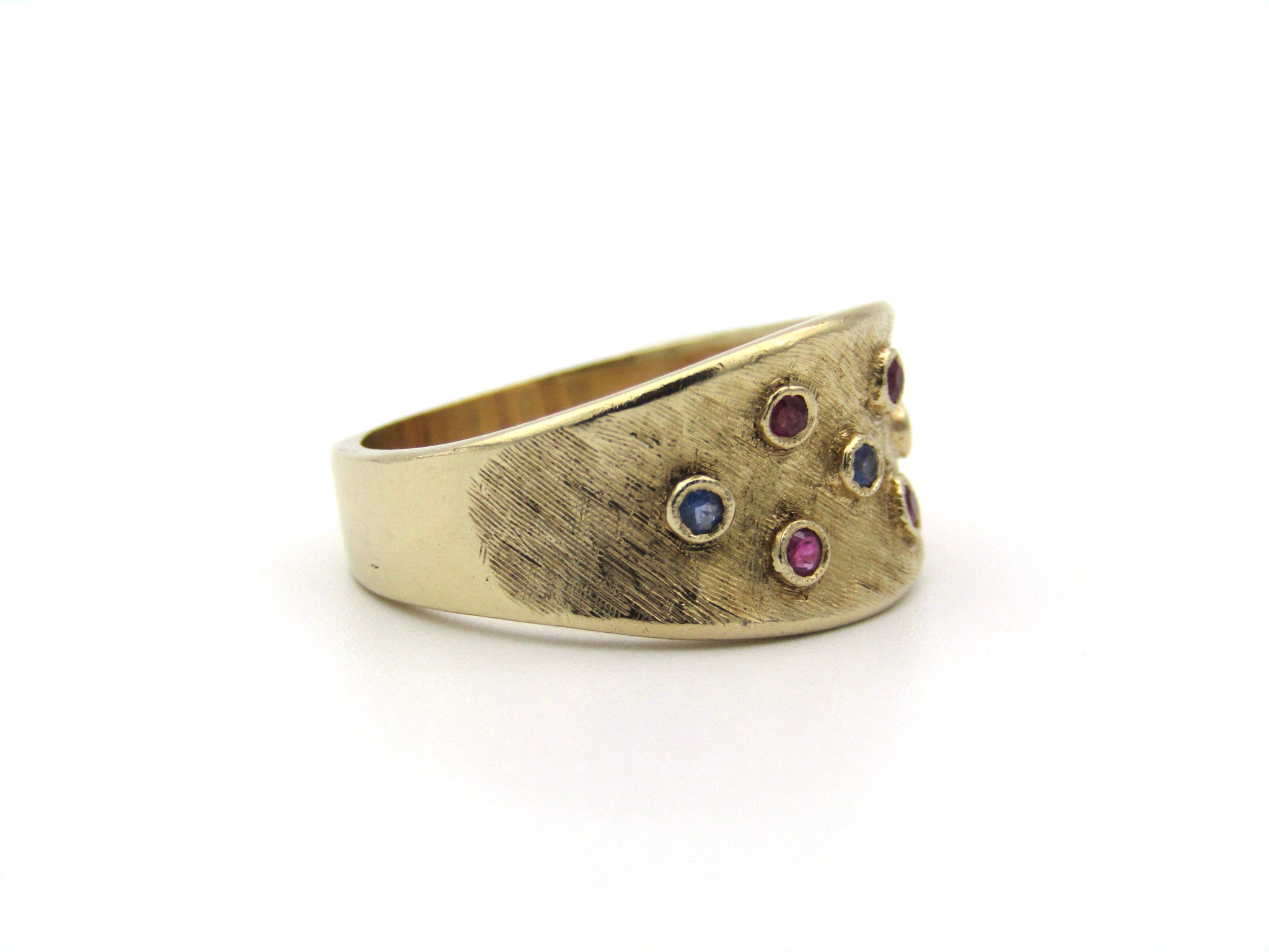 14K gold ruby and sapphire ring.
