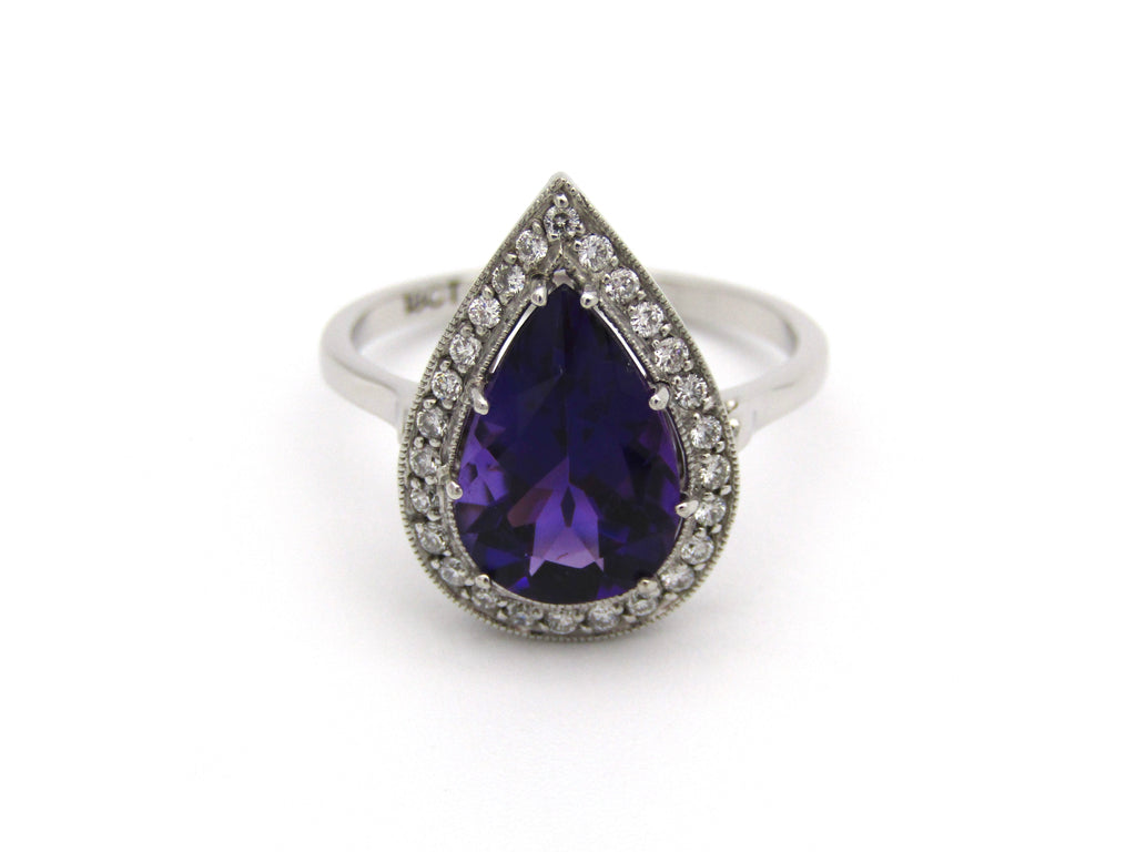 18kt gold amethyst and diamond ring.