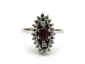 18kt gold ruby and diamond ring.