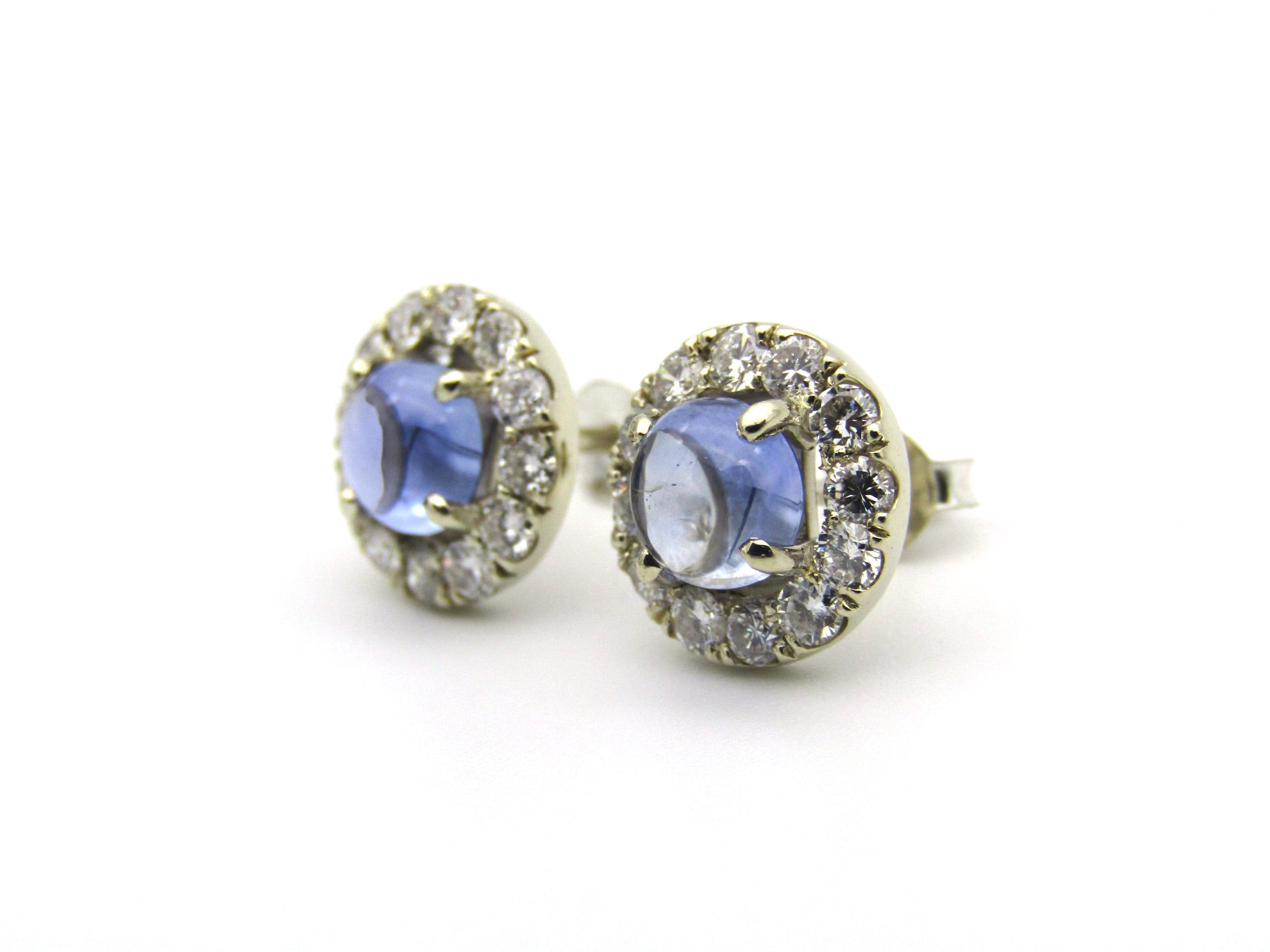 18K gold sapphire and diamond earrings.