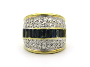 18K gold sapphire and diamond dress ring.