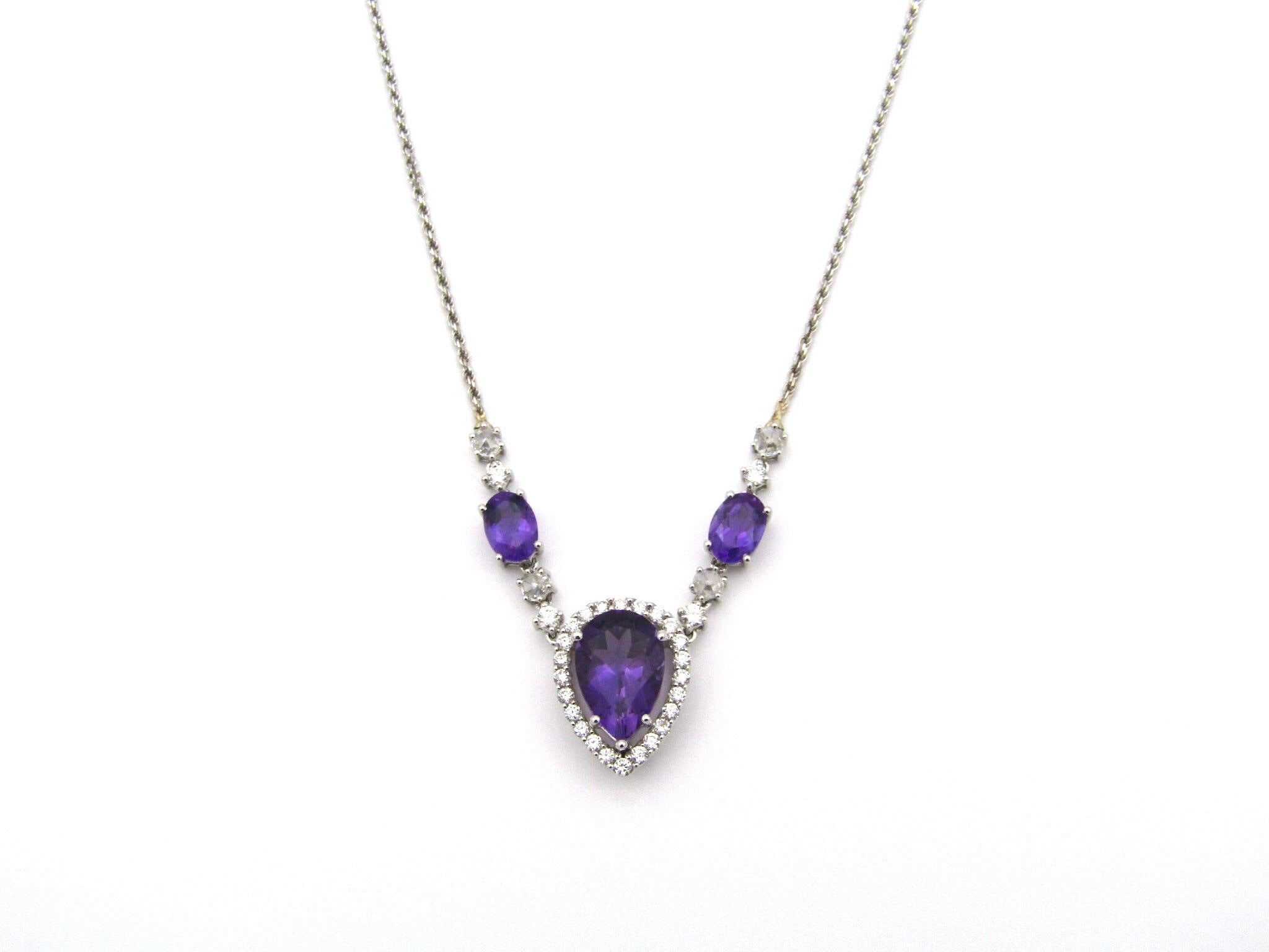 18kt gold amethyst and diamond Necklace.