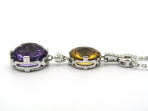 18K gold amethyst, citrine, and diamond necklace.