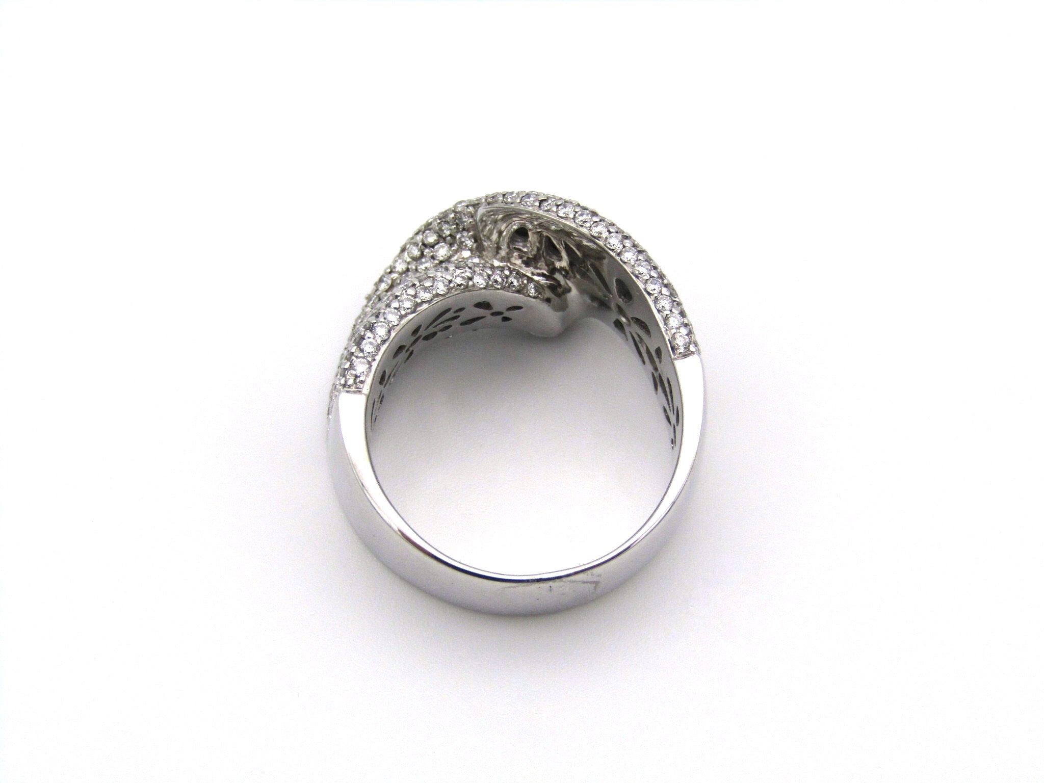 18K white gold diamond twist ring.