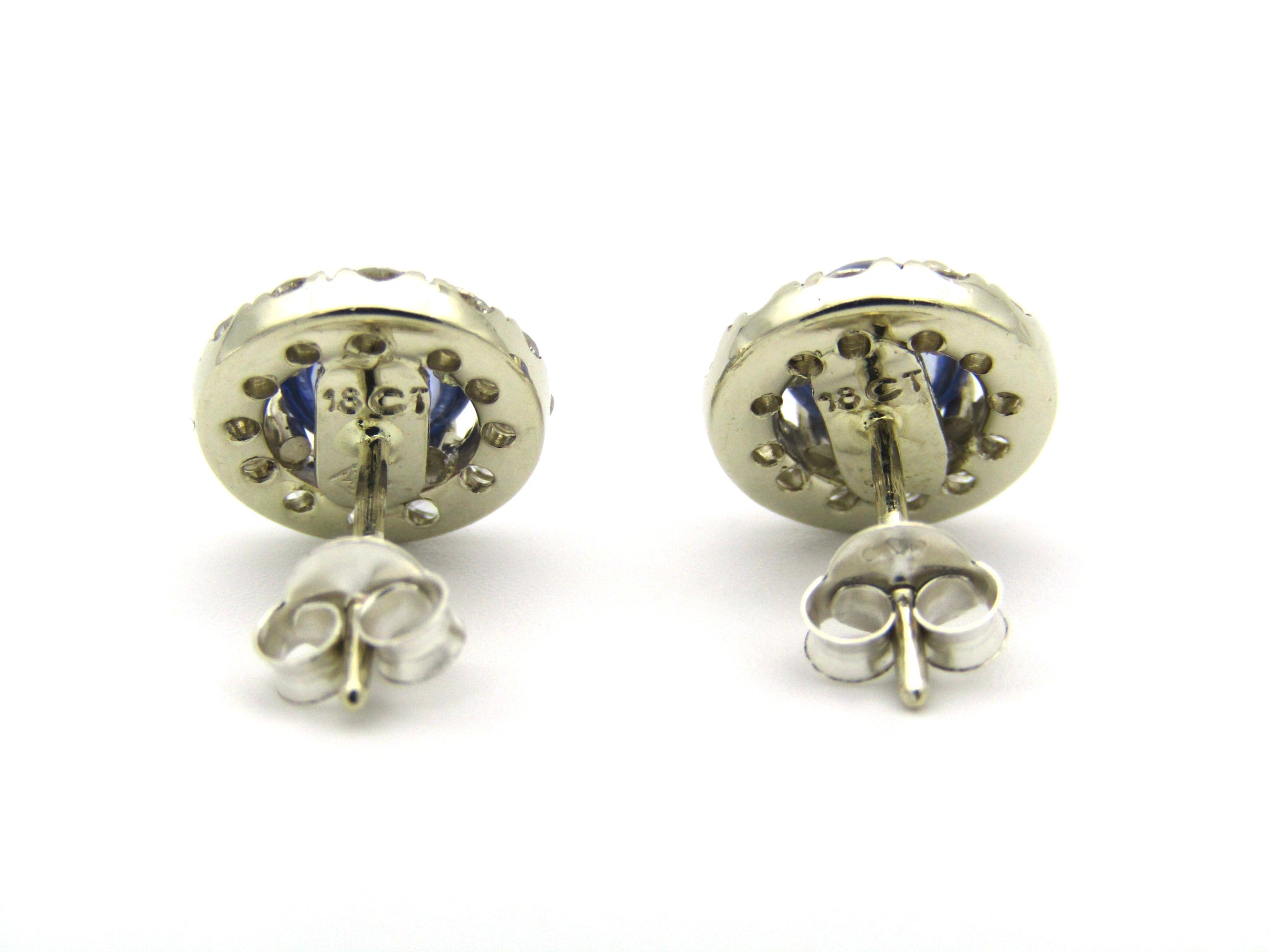 18K gold sapphire and diamond earrings.
