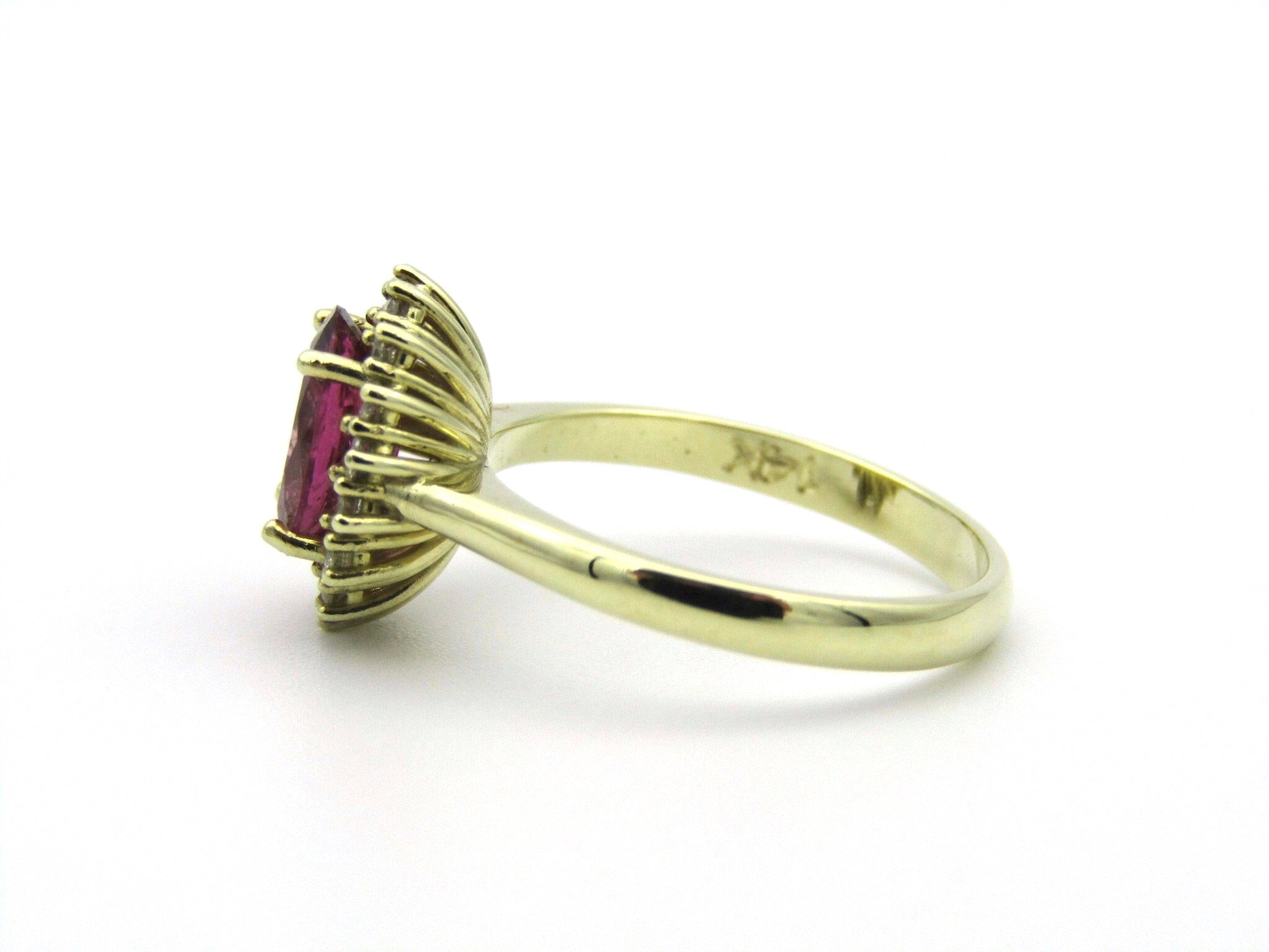 14K gold Pink Tourmaline and diamond ring.