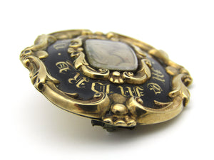 9kt gold Victorian mourning brooch.