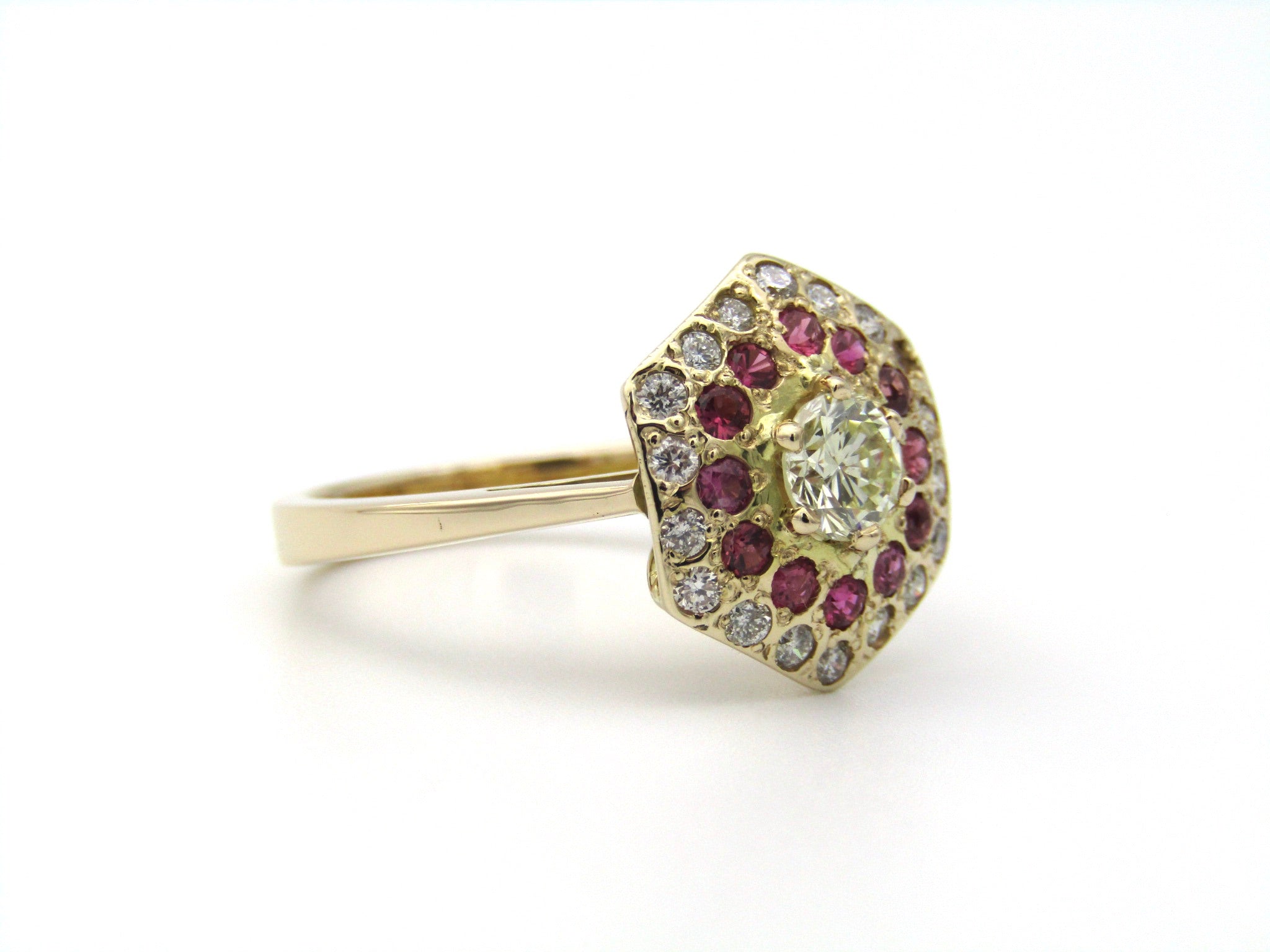 14K gold diamond and ruby ring.