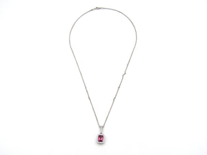 14kt white gold Pink Tourmaline and diamonds pendant.
