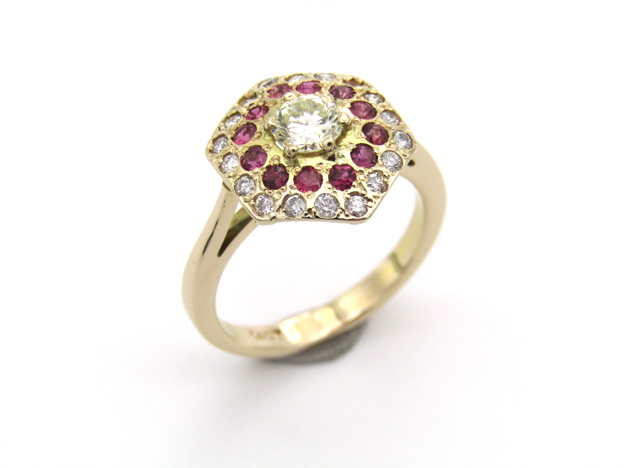 14K gold diamond and ruby ring.