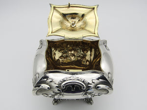 Victorian sterling silver tea caddy by Samuel Hayne & Dudley Carter, London, 1840.