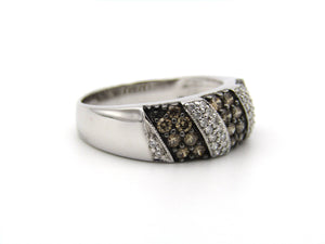 18K gold brown and colourless diamond ring.