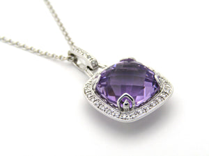 9K gold amethyst and diamond pendant by Browns.