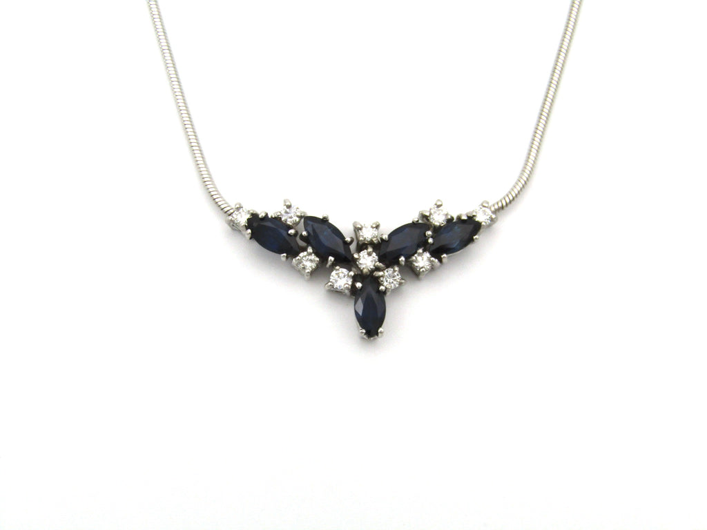 18K gold sapphire and diamond necklace.
