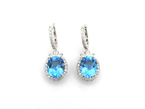 18K gold blue topaz and diamond earrings by Browns.