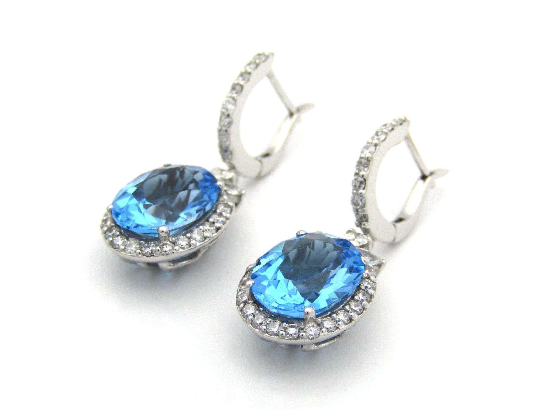 18K gold blue topaz and diamond earrings by Browns.