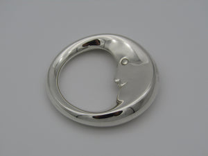 Tiffany & Co. sterling silver "Man in the moon" baby rattle. With the name "Luke" engraved on the rim.