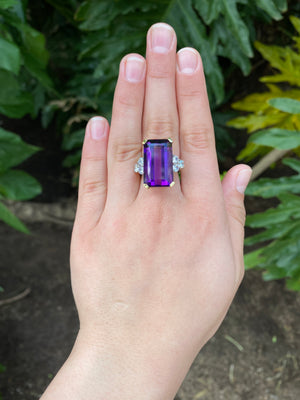 18K gold amethyst and CZ ring by AKAPO.
