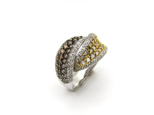 18K gold brown and colourless diamond twist ring.